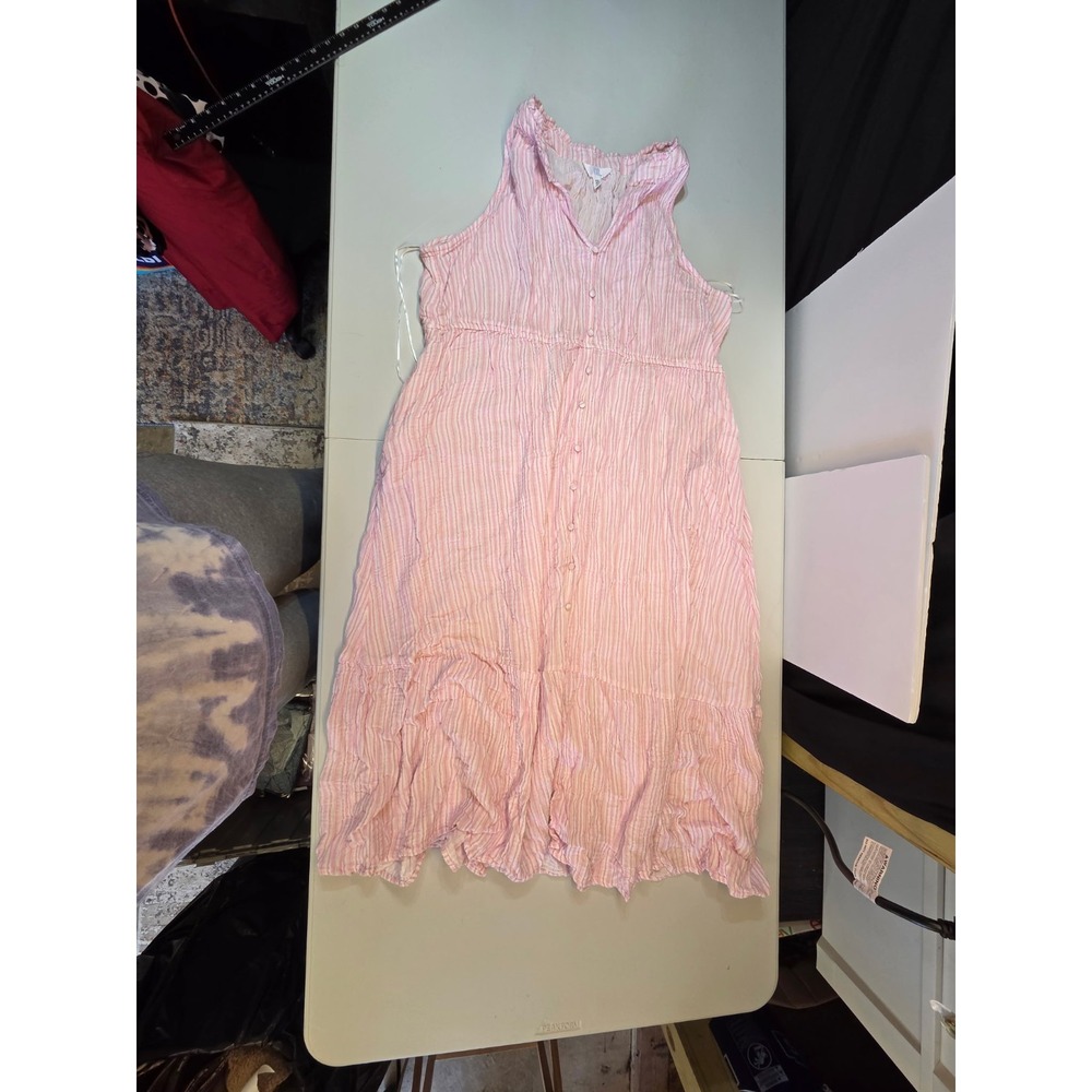 432 Time and Tru Women's XXL 20 Pink Striped Sleeveless Button Front Dress